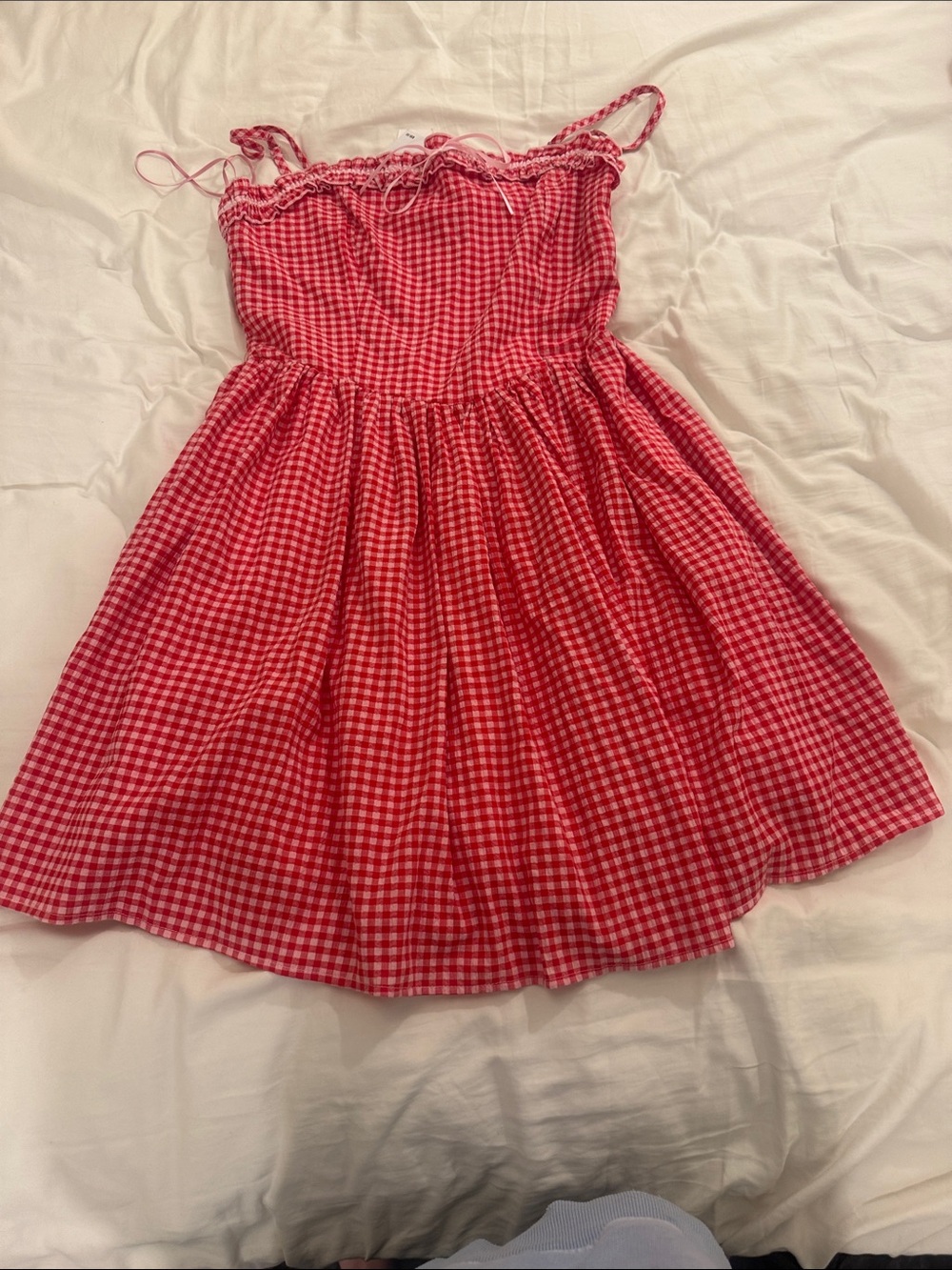 All in Favor Red Gingham Sundress with Smocked Top